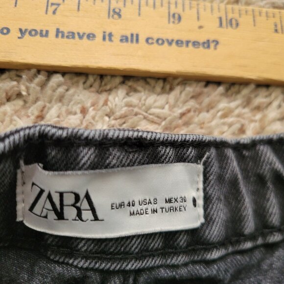 Zara Shorts Womens 8 Black Denim High-Waisted Denim Distressed - Picture 4 of 7